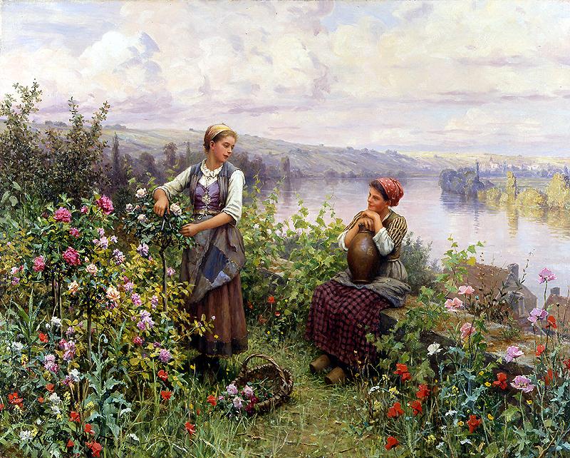 Daniel Ridgeway Knight On the Terrace at Rolleboise oil painting picture